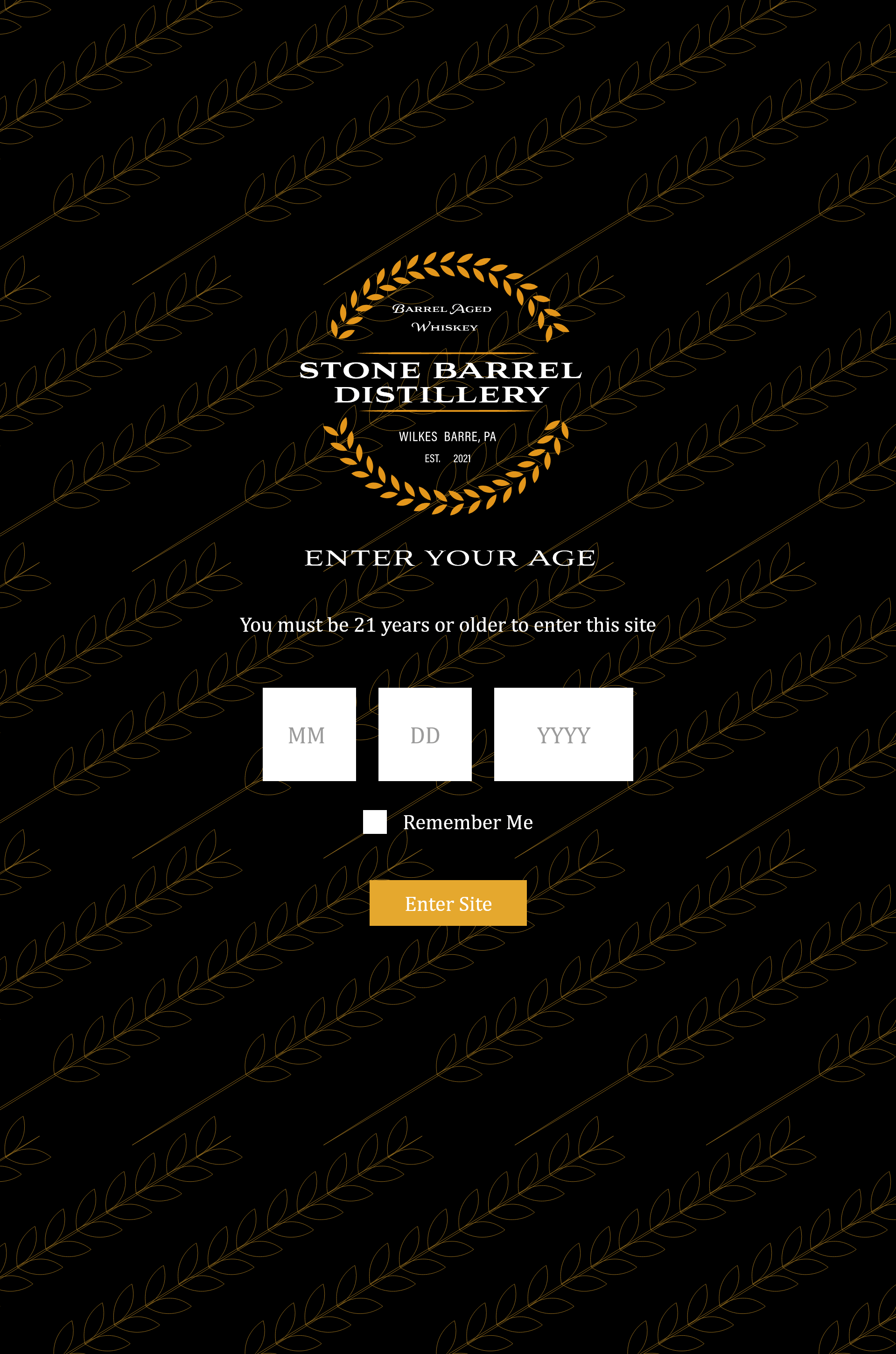 Stone Barrel Distillery Age Verification Page